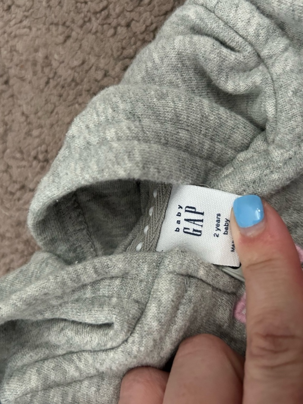GAP Baby Heather Gray Hoodie with Pink Accent - Picture 2 of 2